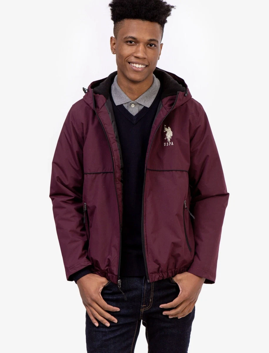U.S. Polo Assn. Mens Zip Up Burgundy Logo Windbreaker Hooded Jacket Size M  New | eBay