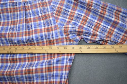 David Donahue Button Down Dress Shirt Size XL Red Blue White Plaid Cotton - Picture 10 of 12