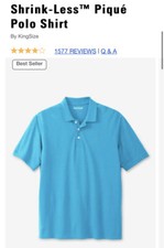 NWT Kingsize Men's Big  Tall Shrink-Less  Lightweight Polo T-Shirt 2XLT