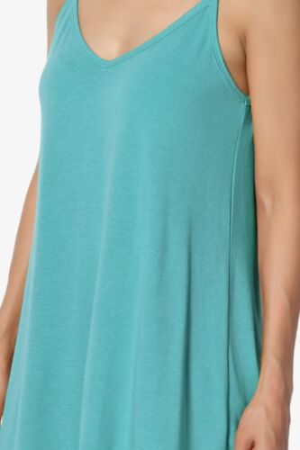 TheMogan Women's Scoop V Neck Stretch Draped Jersey Flared Camisole Tunic Top - Picture 163 of 302