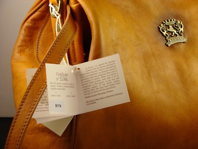 Pratesi Firenze Cognac Leather B174 Made In Italy Large Satchel