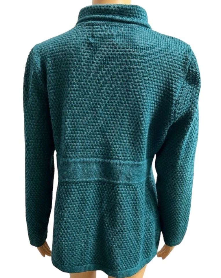 L.L.Bean Long Sleeve Mock Neck Cardigan With Angora Medium Turquoise Size L - Image 3 of 4