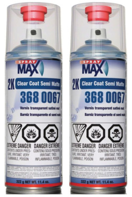 SprayMax 3680067 2K Semi-Matte Semi-Gloss Clear Coat 400ml Aerosol (2 Pack)
