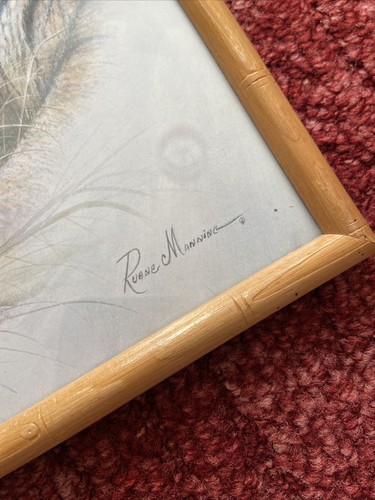 2 Vintage RUANE MANNING Lion Tiger Prints Bamboo Framed Mother Tiger Cub 10 x 8” - Picture 8 of 12