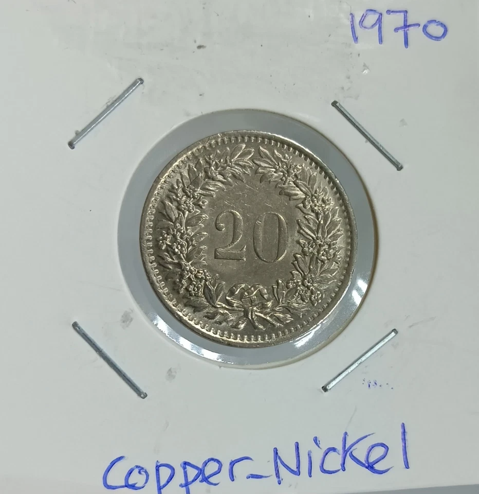 20 Rappen Switzerland Coin 1970 (GEF) #193 - Image 2 of 2