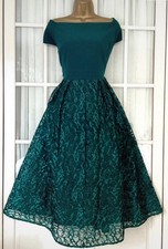 COAST BARDOT GREEN EMBROIDERED EVENING OCCASION MIDI DRESS SIZE 20