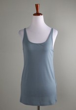EILEEN FISHER 118 Solid Blue 100 Silk Stretch Classic Tank Top Size Medium