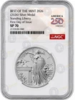 1916-2026 W Standing Liberty Quarter  Silver Medal NGC SP70 First Day Issue FDI