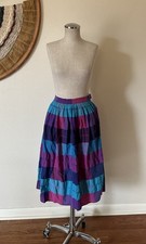 Vintage 60s Color Block Pleaded Skirt Italian Summer Woman's XS