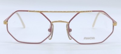 Vintage Brille AMOR 3012 Rosa Gold Metall Brillengestell Damen Eyeglasses Frame