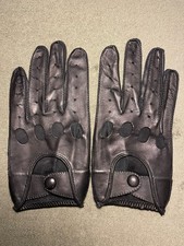 Isotoner Black Leather Driving Gloves, Large, Size 9, Unlined