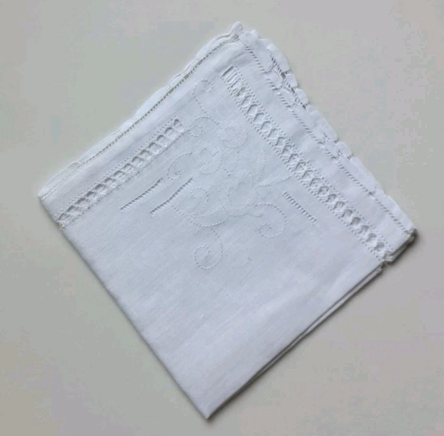 Pañuelo blanco con bordado blanco de ganchillo. Lote de 4 #20 Foto 3 de 4