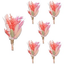 6PCS Mini Boho Dried Flower Bouquet Wildflowers Boutonnieres with Safety Pins...