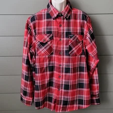 DIXXON Flannel Company Limited Edition Snap-On Shirt Black Red Plaid Mens XL EUC