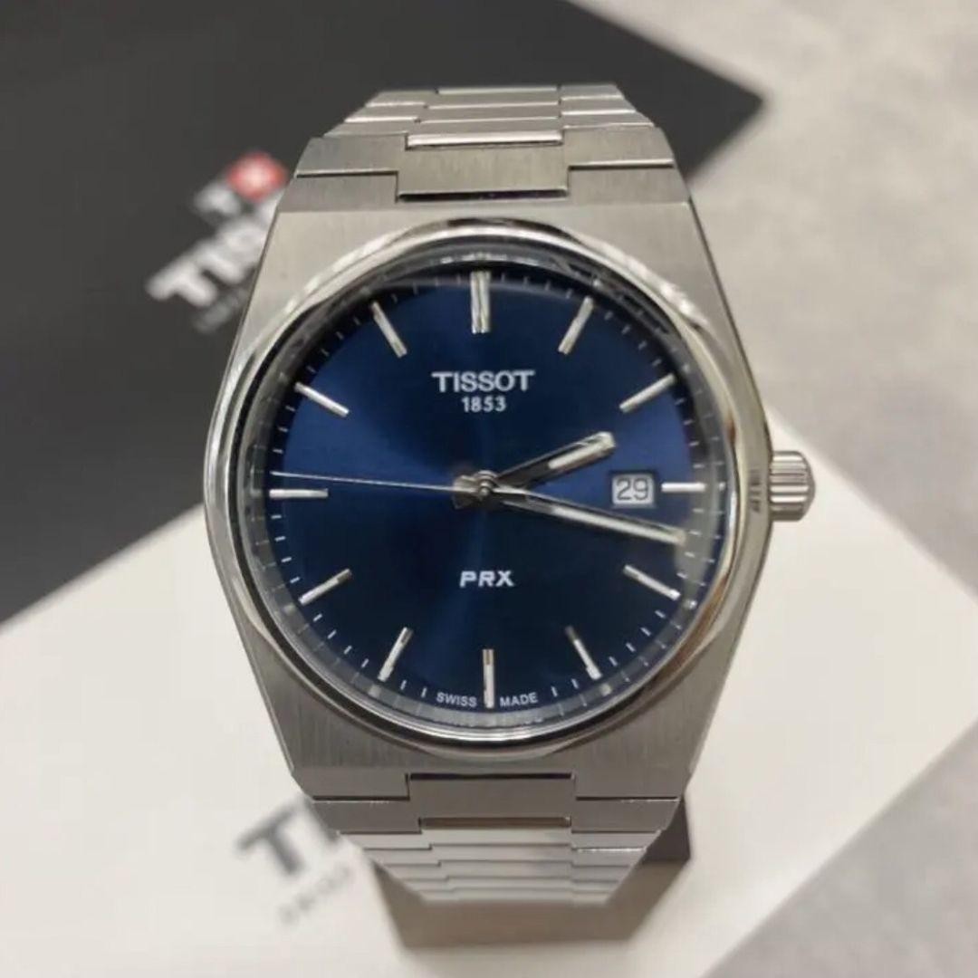 TISSOT PRX T137410A Silver Blue Dial Quartz Watch Works well | eBay