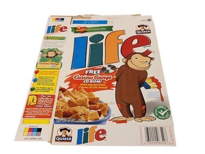 2005 Curious George Quaker Life Cereal Box 15oz