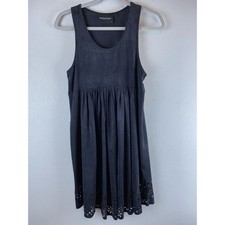 MINKPINK Sz M Black Empire Waist Laser Cut Sleeveless Racerback Dress
