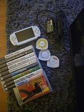 PSP 3000 Pearl White With Charger + 12 Games (3 No Cases) And 1 UMD Film