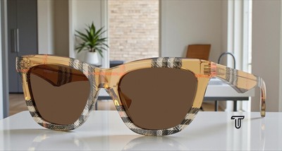 BURBERRY BE4435F 414673 Check Sand Dark Brown 53 mm Women