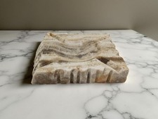 vintage large cut marble multi-textured ashtray.