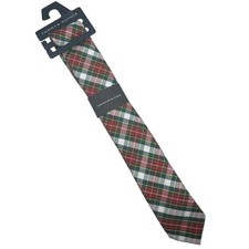 Tommy Hilfiger Holiday Tartan Tie Boys Red Multi Bar Tack Keeper Loop Holiday