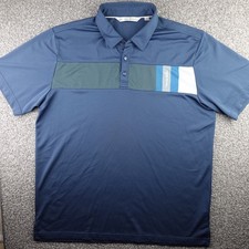 Travis Mathew Polo Shirt Mens Extra Large Blue Colorblock Short Sleeve Golf Logo