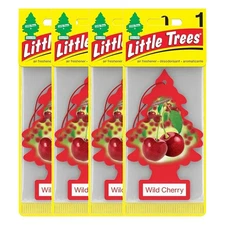 Little Trees Cardboard Hanging Car, Home & Office Air Freshener, Wild cherry-4PK