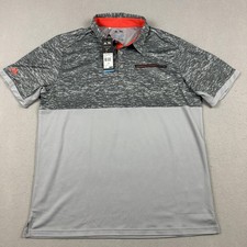 Adidas Golf Polo Shirt Men Large Gray Climacool Colorblock Chest Pocket L