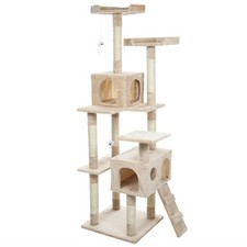 Deluxe Cat Condo Kitty House Pet Playing Scratching Sleeping 5 Feet High
