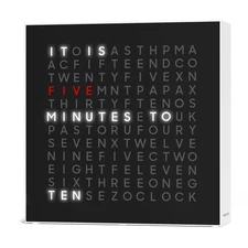 Sharper Image® LED Word Clock Pro with Dimmable Light, 9.45" Modern Design,