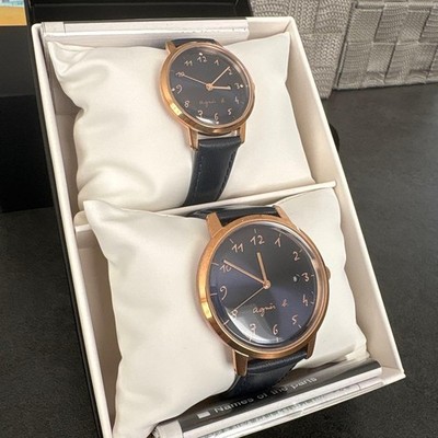 Agnes b. pair watch with box, battery replacement required, not yet tested