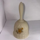 Hand-painted, Basketweave CUSTARD GLASS Dinner Bell by FENTON - Kay Hall