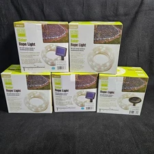 Lot Of (5) - NEW One Stop Gardens Solar Rope Light 50 LED Lamps 16 ft