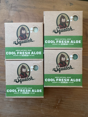 Lot Of 4 Pack Dr. Squatch Soap Men's Natural Soap Cool Fresh Aloe Coconut Oil