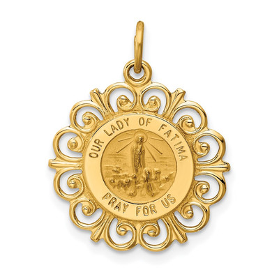 14k Gelbgold Unsere Liebe Frau von Fatima Medaille Anhänger L-23,5mm, B-18,5mm 1,4gm