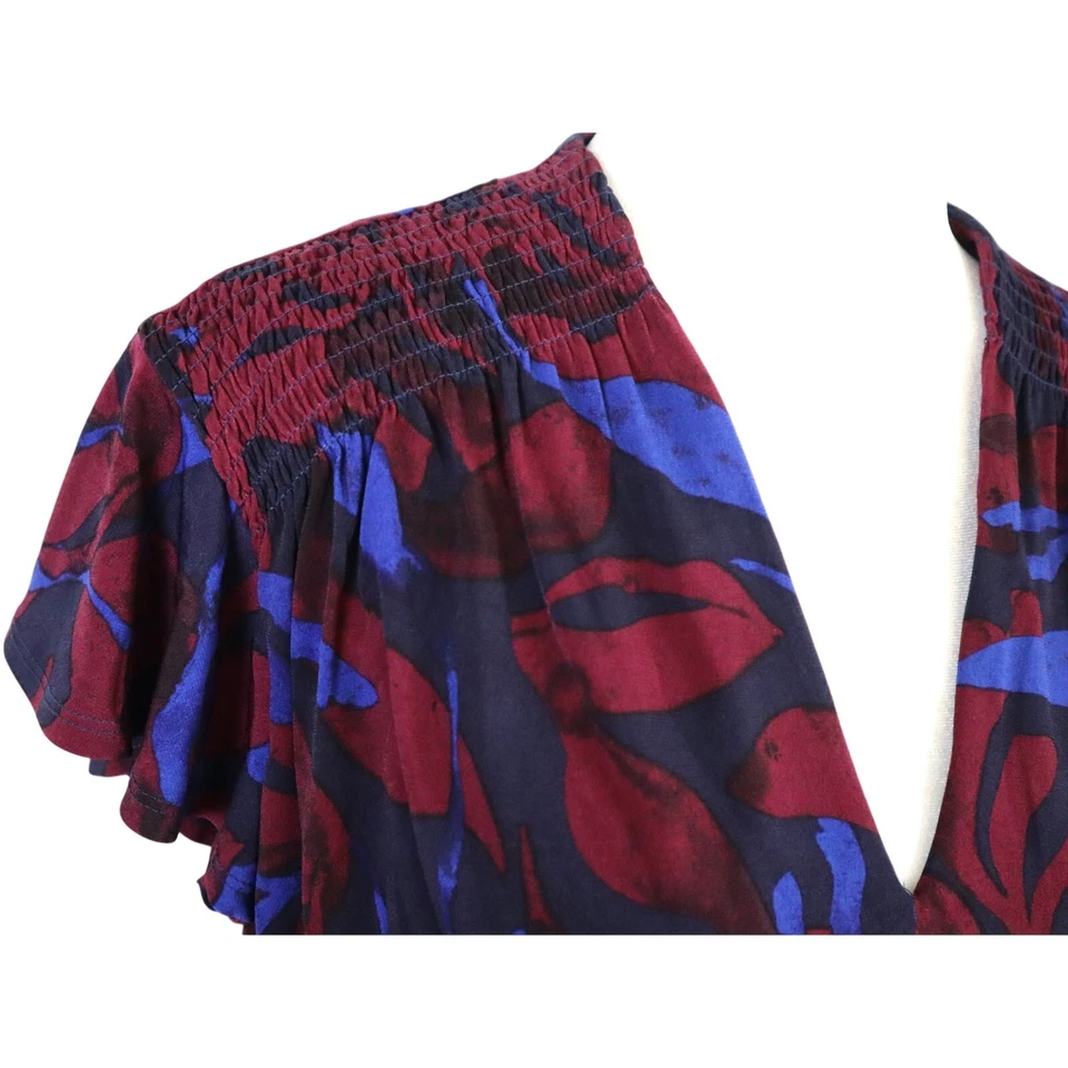 Vestido floral Maggy London novo com etiquetas manga curta longo midi ombro batido 10 - Imagem 2 de 4