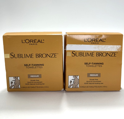 L'Oreal Sublime Bronze Medium Tan Self-Tanning Towelettes  Lot Of 2 - New