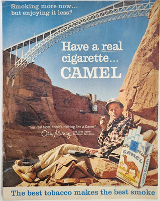 Glan Canyon Dam Arizona Smoking Camels Cigarettes Vintage 1961 Ad Magazine Print
