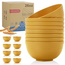 Wheat Straw Bowl Set of 8, Unbreakable Cereal Bowls 26 26 oz, Yellow
