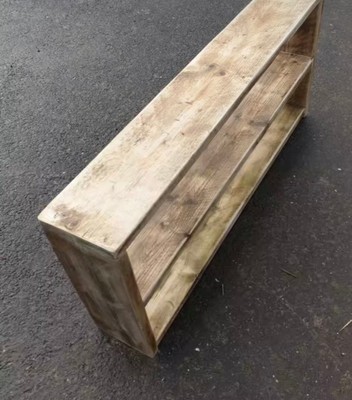 Rustikales Holz Schuhregal Aufbewahrung Regal Flur Bank Altholz Massivholz