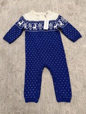 Janie And Jack Baby Deer Fair Isle Knit Sweater One Piece Romper 6-12 Months