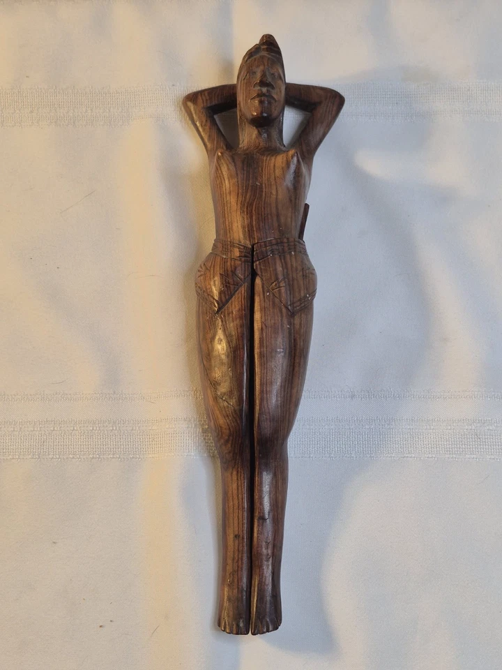 Hand Carved Wooden Nutcracker Nude Naked Lady Woman 12" Tall Mid Century Vintage - Image 2 of 4