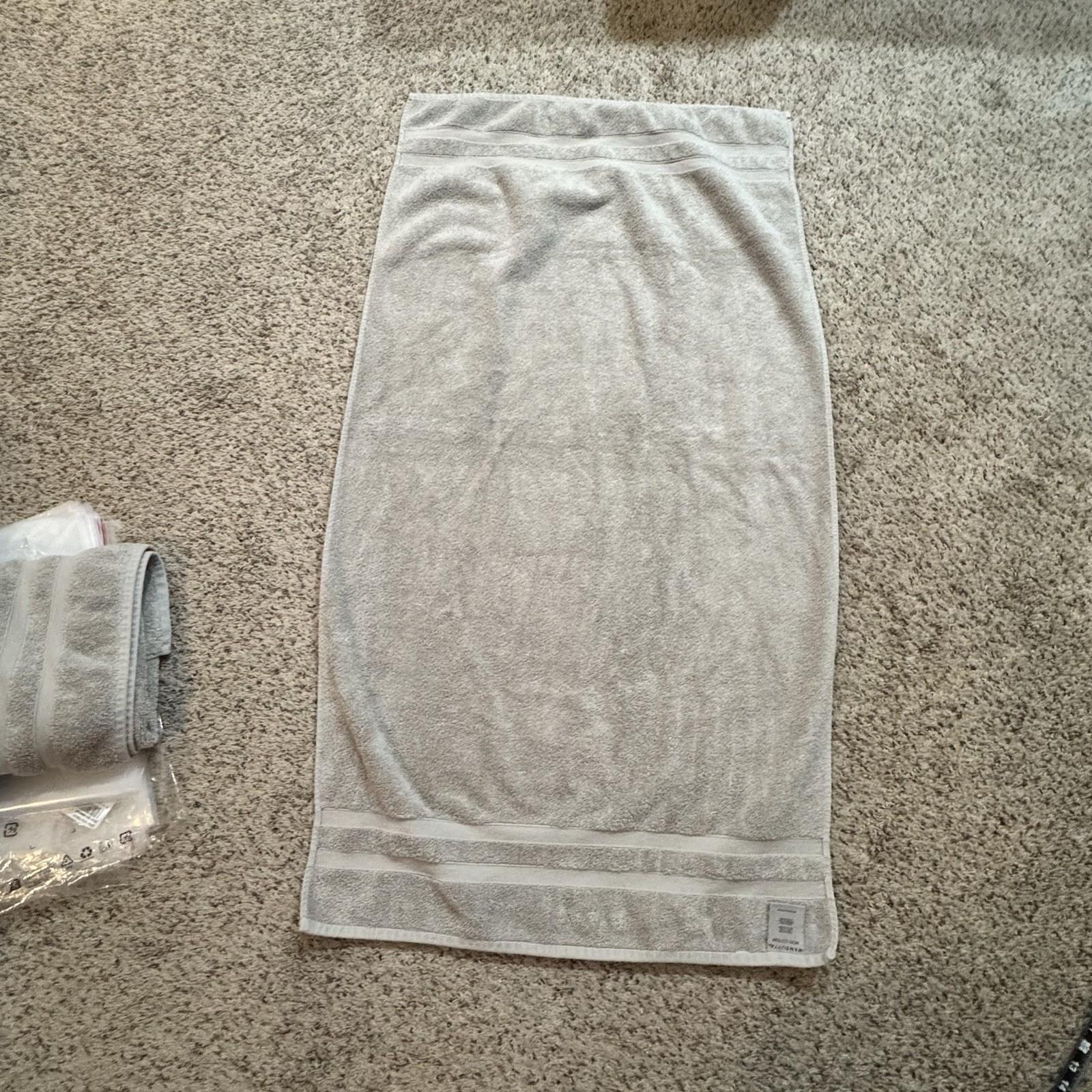 WAMSUTTA Micro Cotton Gray Bath Towels (2)  51”X 28”