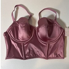 Auden NWT Size XS Mauve Pink Satin Lightly Lined Lingerie Corset Style Bra