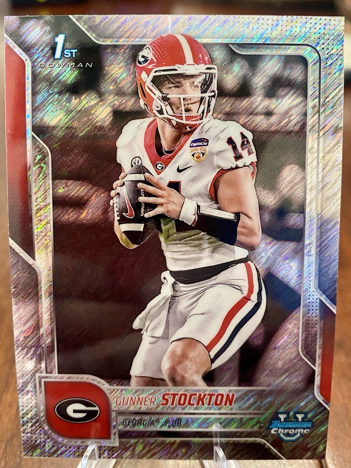 2025 Bowman University Chrome #131 Gunner Stockton Shimmer Refractor Georgia