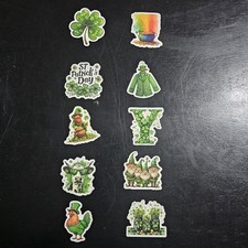 10pcs Green Clover St. Patrick's Day Stickers Free Shipping
