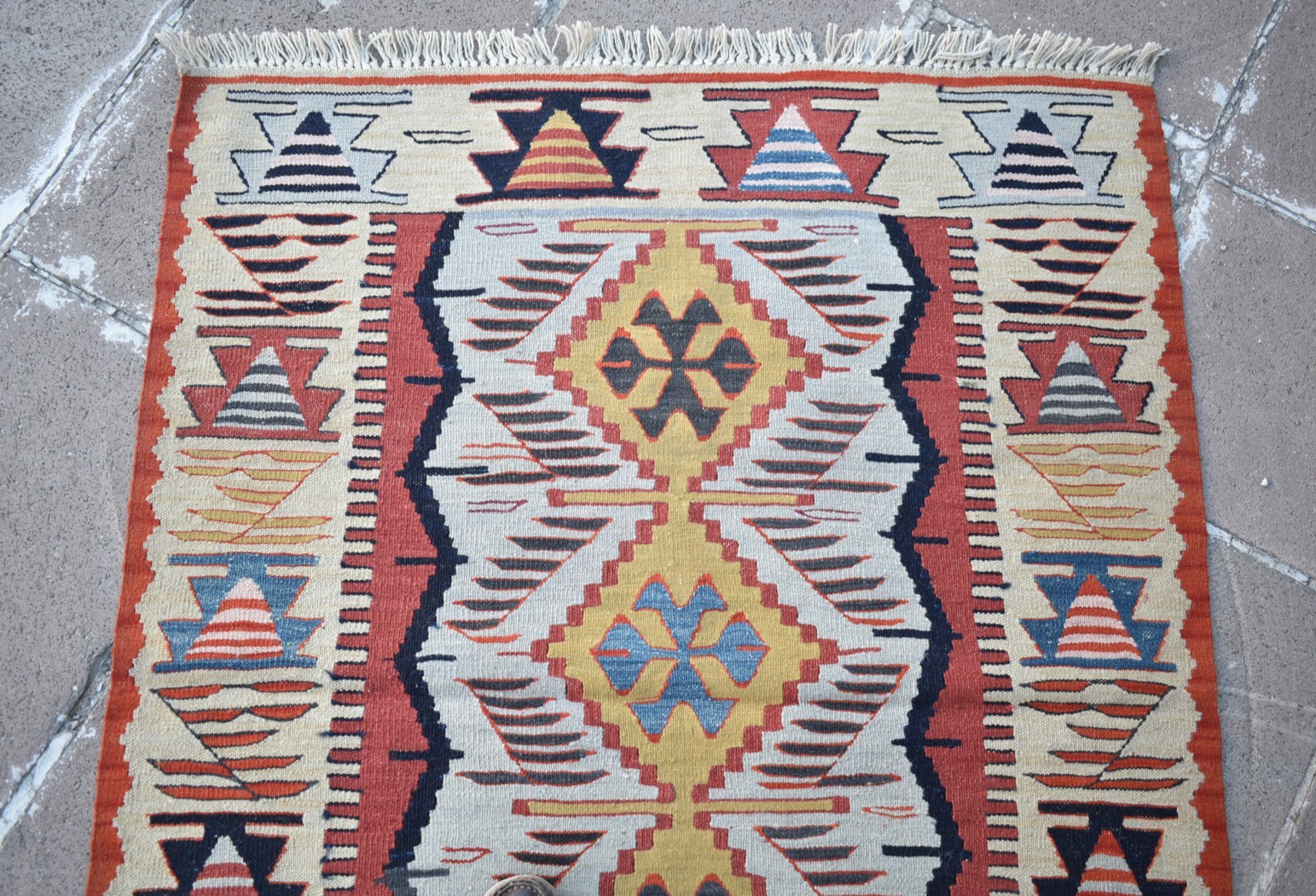 Turkish Rug 37'' x 44'' Vintage Anatolian Oushak Wool Rug Natural Color Wool Rug