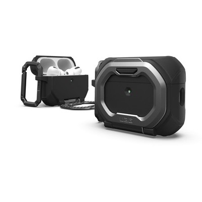 UAG AirPods Pro 3rd Gen Case Built-in Phone Stand Carabiner Monarch Black/Silver