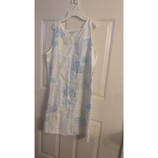 Lulu B Linen Coral Seashell Dress, Large Beachy, Vacation, Resortwear, Summer