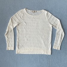 LOFT Cream White Crewneck Light Knit Pullover Sweater